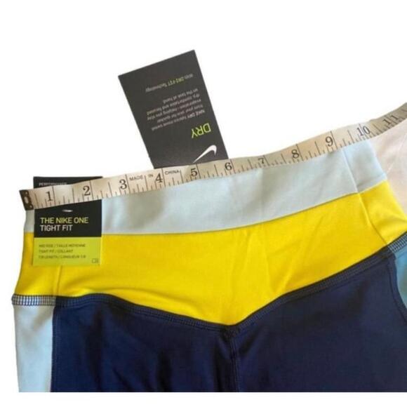 Nike Womens Dri FIT Leggings XS Blue Yellow White - Picture 12 of 15